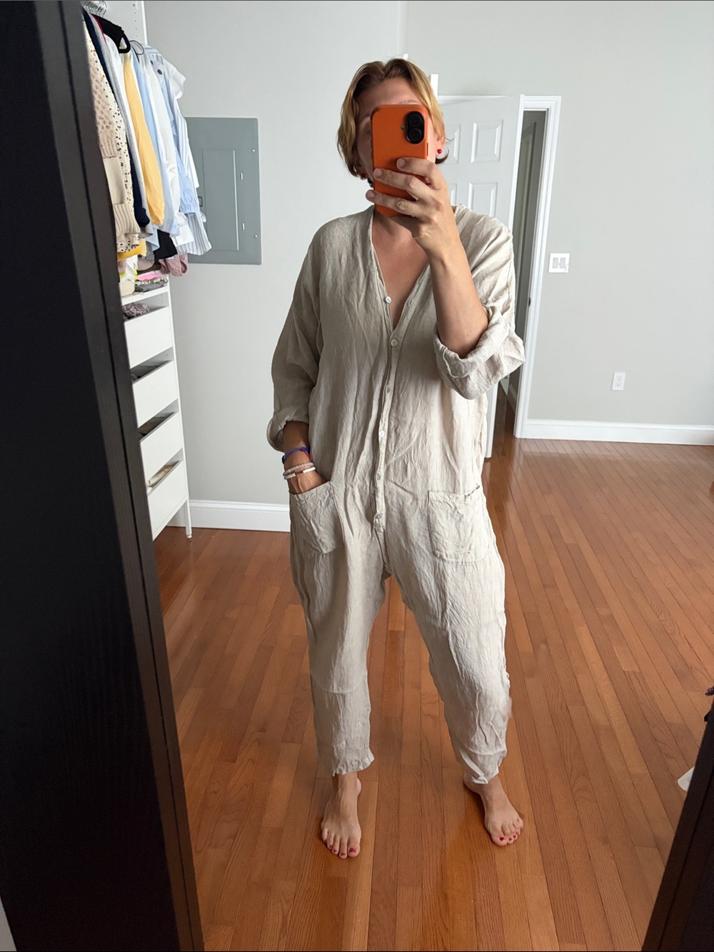 Light Beige Women’s Linen Jumpsuit